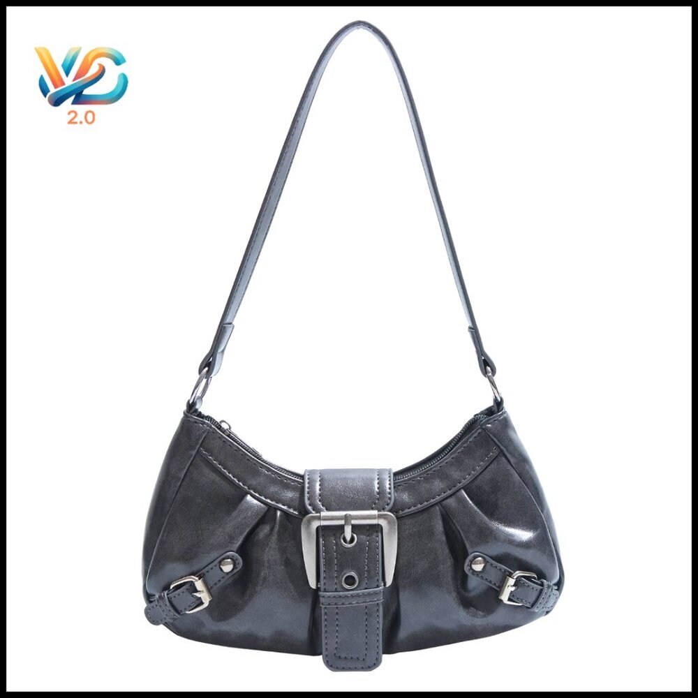 Y2K Retro Shoulder Bag Small Hobo Purse Faux Leather Top Handle Trendy